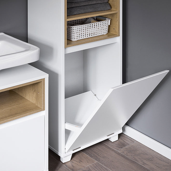 SoBuy | Armoire à linge avec sac à linge pliable | Panier à linge | Coffre à linge | BZR146-W