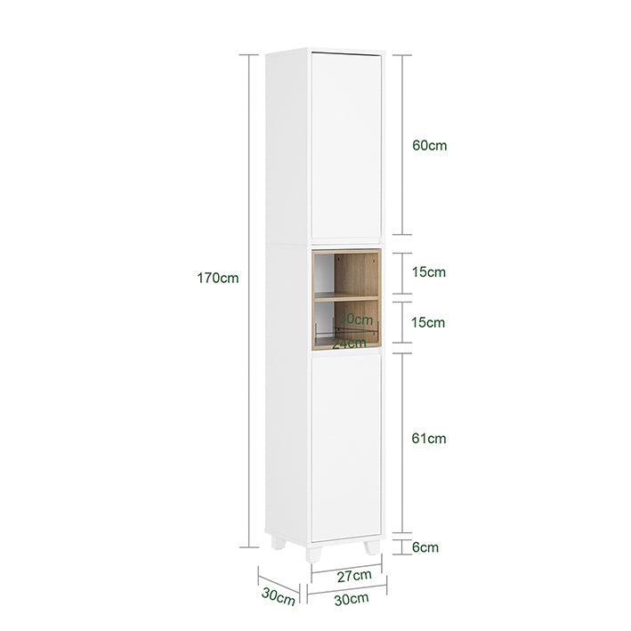 SoBuy | Armoire de salle de bain haute | Meuble de rangement pour salle de bain | Armoire de salle de bain blanche | BZR147-W