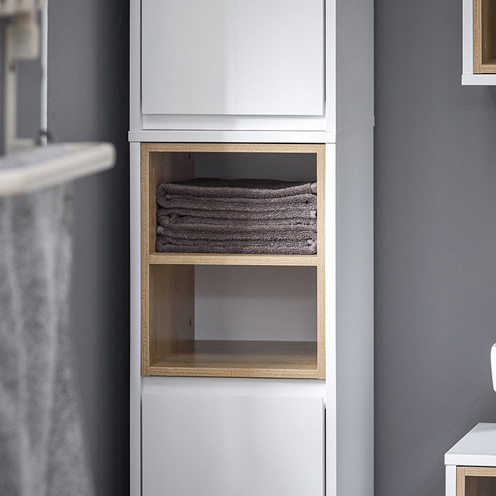 SoBuy | Armoire de salle de bain haute | Meuble de rangement pour salle de bain | Armoire de salle de bain blanche | BZR147-W