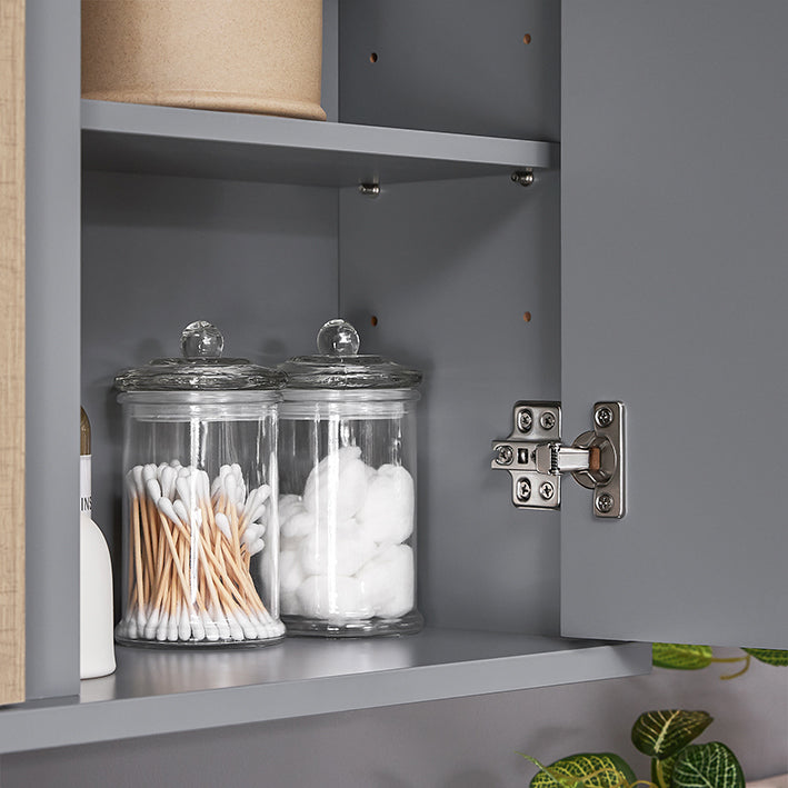 SoBuy | Hängeschrank mit 1 Spiegeltür | Spiegelschrank | Badschrank | Spiegel | Dunkelgrau | BZR149-DG