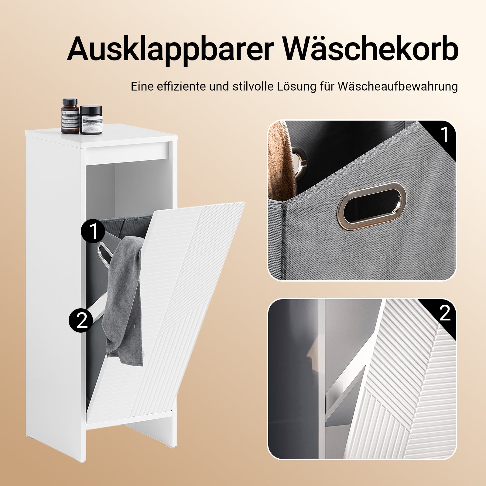 Vorverkauf | SoBuy | Wäscheschrank mit Wäschesack | Wäschesammler | Wäschekorb Weiß | BZR154-W