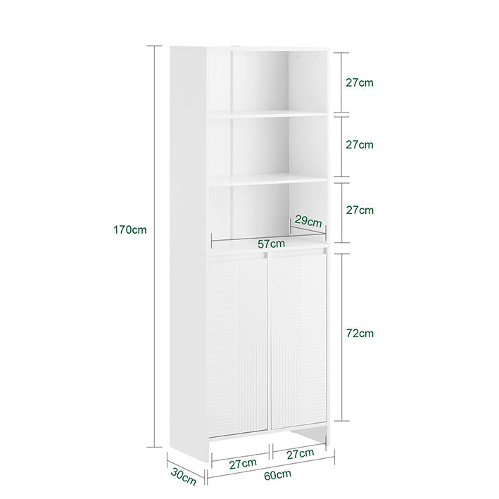 SoBuy | Mobile bagno con 2 sacchi per biancheria | Colonna bagno | Armadio portabiancheria | Bianco | BZR155-W