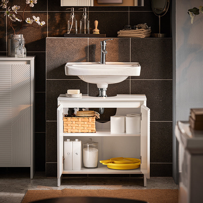 SoBuy | Meuble-lavabo | Armoire de salle de bain | Meuble de salle de bain blanc | BZR157-W