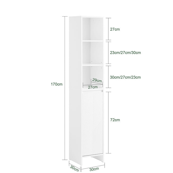 SoBuy | Armadio Alto con Sacco Portabiancheria | Armadietto da Bagno | Mobile Lavanderia | Scaffale da Bagno Bianco | BZR158-W