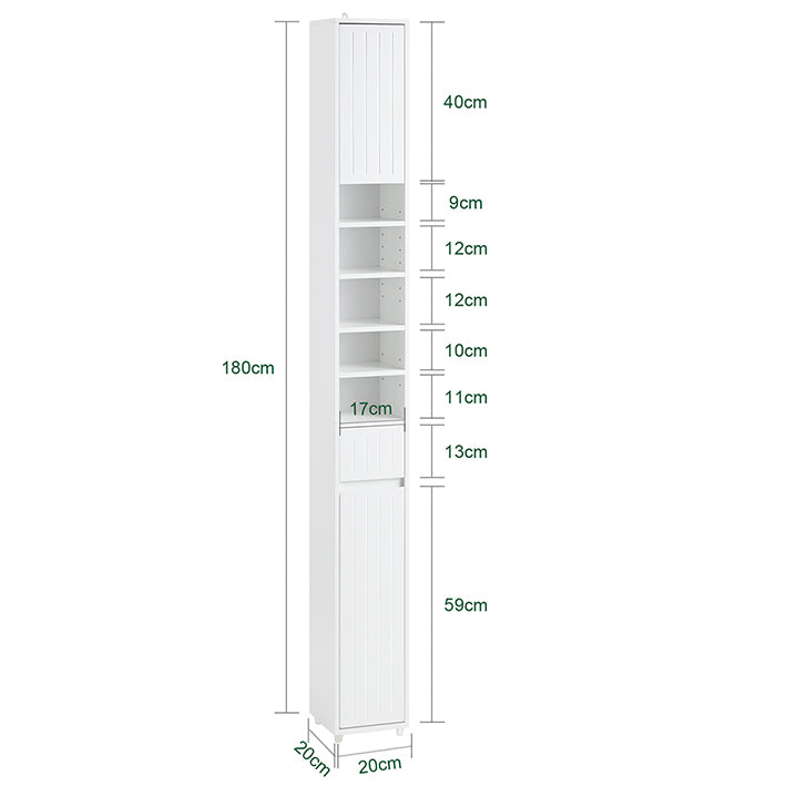 SoBuy | Armadio Alto con 5 Ripiani | Mobiletto Bagno | Scaffale Bagno | Mobile Bagno Bianco | BZR160-W