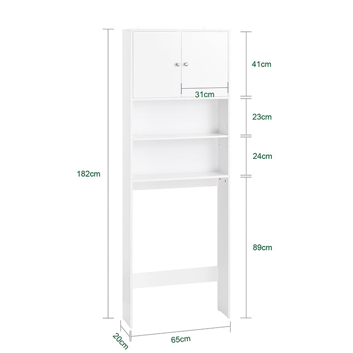 SoBuy | Scaffale per WC | Mobile lavatrice | Scaffale da bagno con armadietto | Bianco | BZR165-W