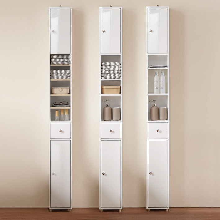 SoBuy | Armoire de salle de bain haute | avec étagères réglables, étroite, laquée brillante | Blanc | 20 x 180 x 20 cm | BZR167-GW