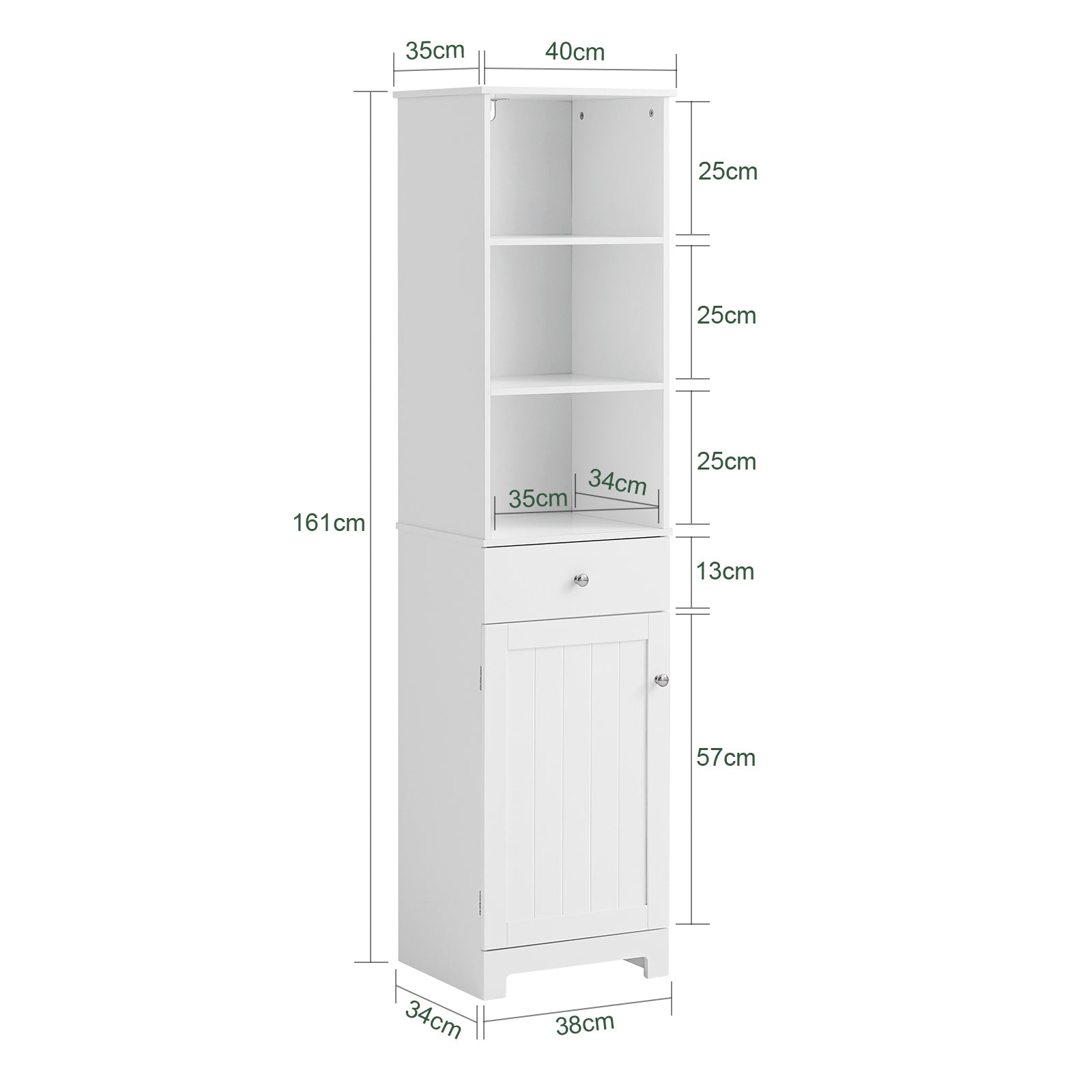 SoBuy | Colonna da Bagno | Mobile da Bagno | Scaffale da Bagno Bianco | BZR17-W