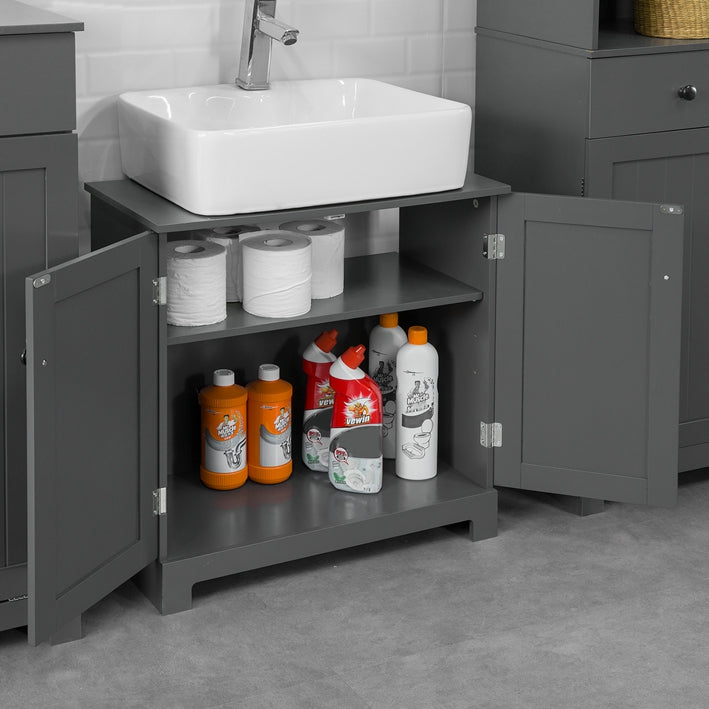 SoBuy | Mobile sottolavabo | Mobile bagno grigio scuro | Stile rustico | BZR18-DG