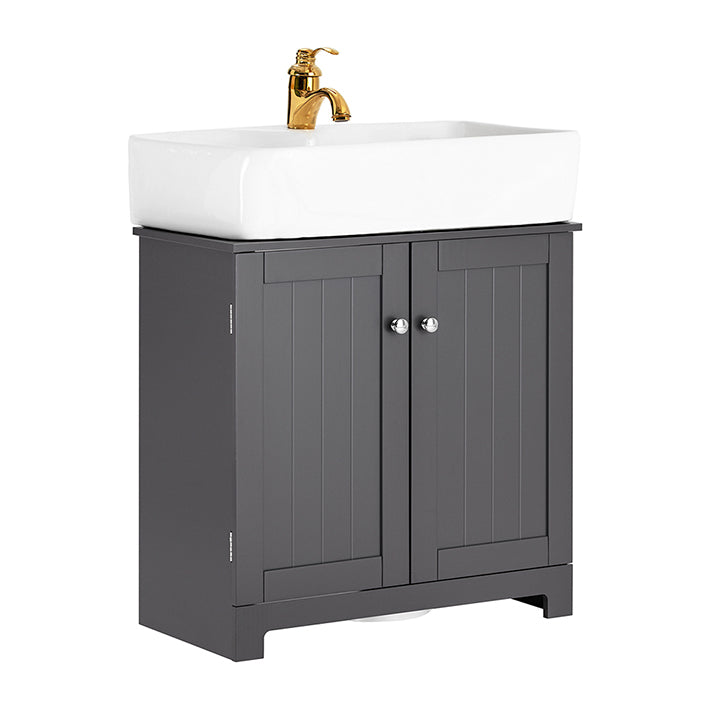 SoBuy | Mobile sottolavabo | Lavabo | Mobili da bagno | Grigio scuro | BZR18-II-DG
