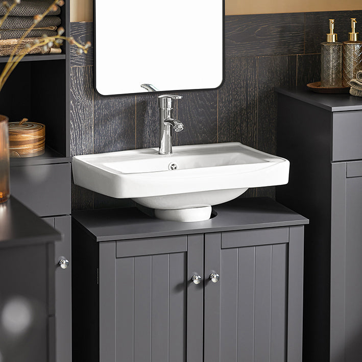 SoBuy | Mobile sottolavabo | Lavabo | Mobili da bagno | Grigio scuro | BZR18-II-DG