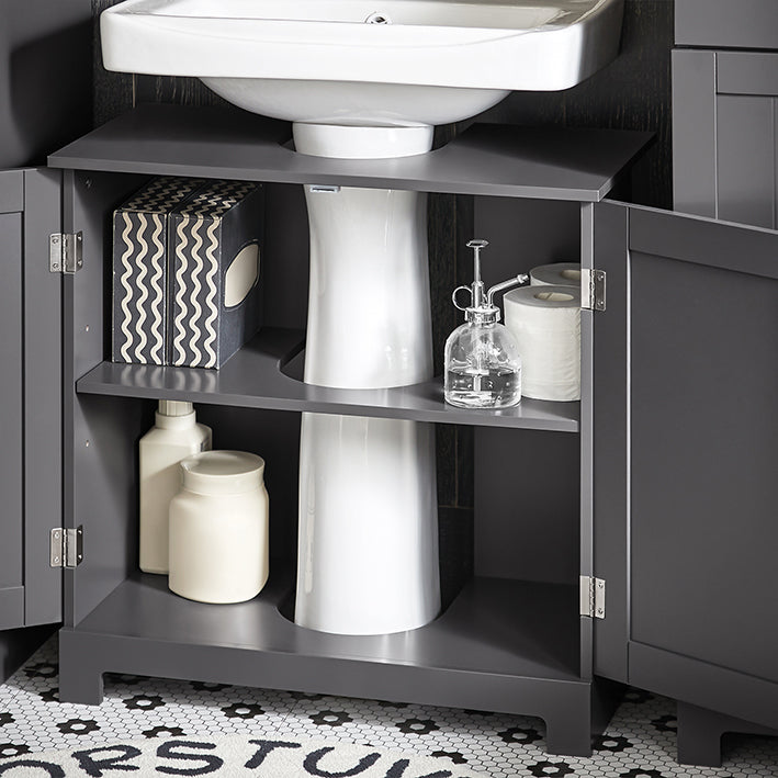 SoBuy | Mobile sottolavabo | Lavabo | Mobili da bagno | Grigio scuro | BZR18-II-DG