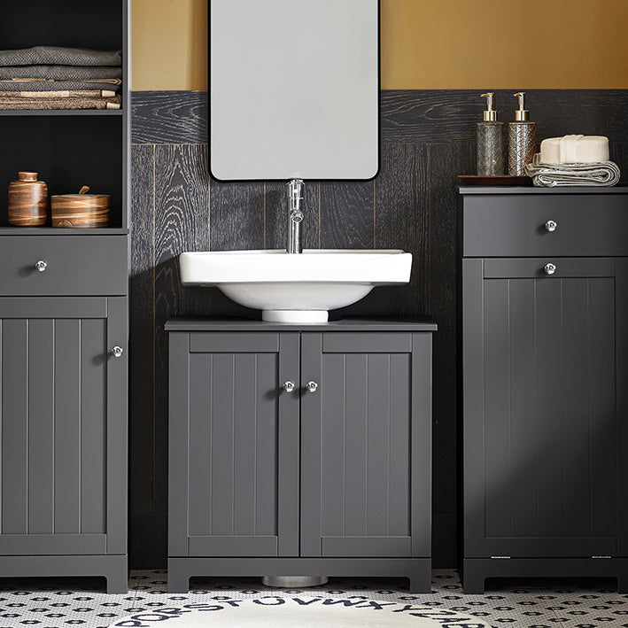 SoBuy | Mobile sottolavabo | Lavabo | Mobili da bagno | Grigio scuro | BZR18-II-DG