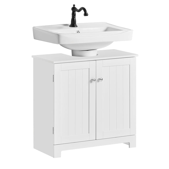 SoBuy | Mobile sottolavabo | Mobile bagno | Bianco 60x60x30cm BZR18-II-W