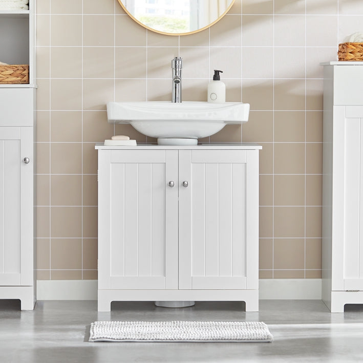 SoBuy | Mobile sottolavabo | Mobile bagno | Bianco 60x60x30cm BZR18-II-W