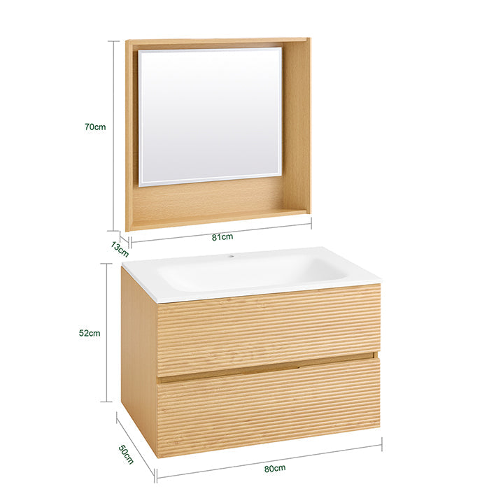 SoBuy | Mobile sottolavabo | Specchio da parete | Set mobili da bagno naturale | BZR198-N
