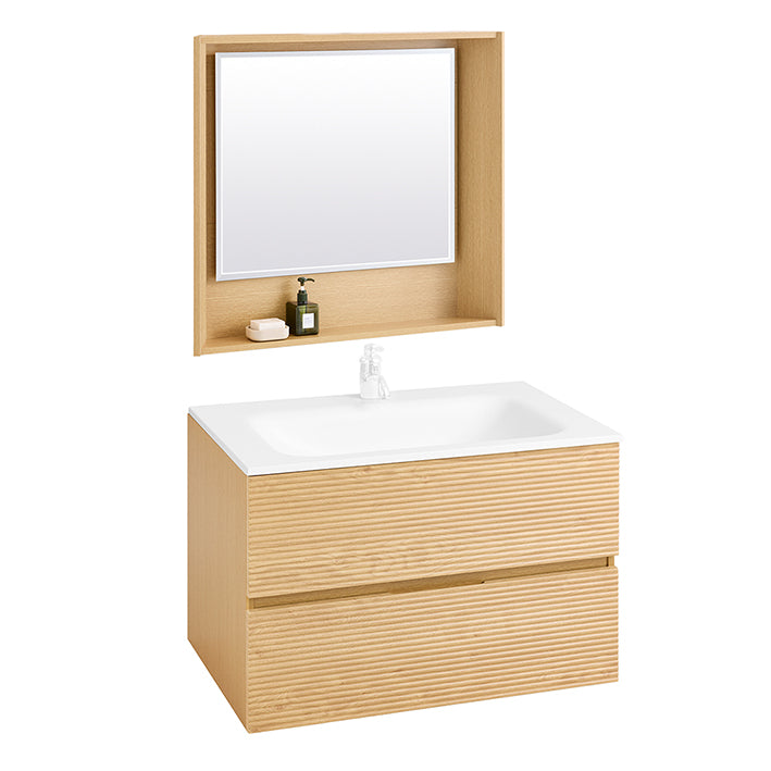 SoBuy | Mobile sottolavabo | Specchio da parete | Set mobili da bagno naturale | BZR198-N