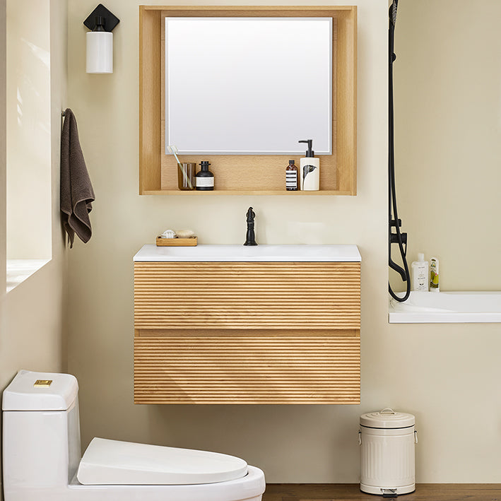 SoBuy | Mobile sottolavabo | Specchio da parete | Set mobili da bagno naturale | BZR198-N