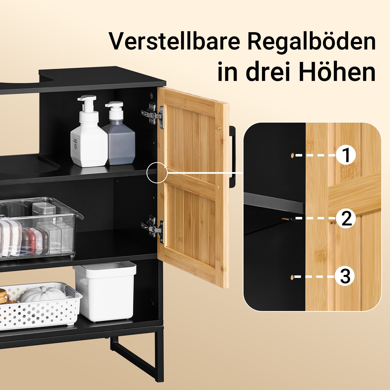 SoBuy | Mobile sottolavabo | Mobile bagno larghezza 60 cm | Nero | BZR202-SCH