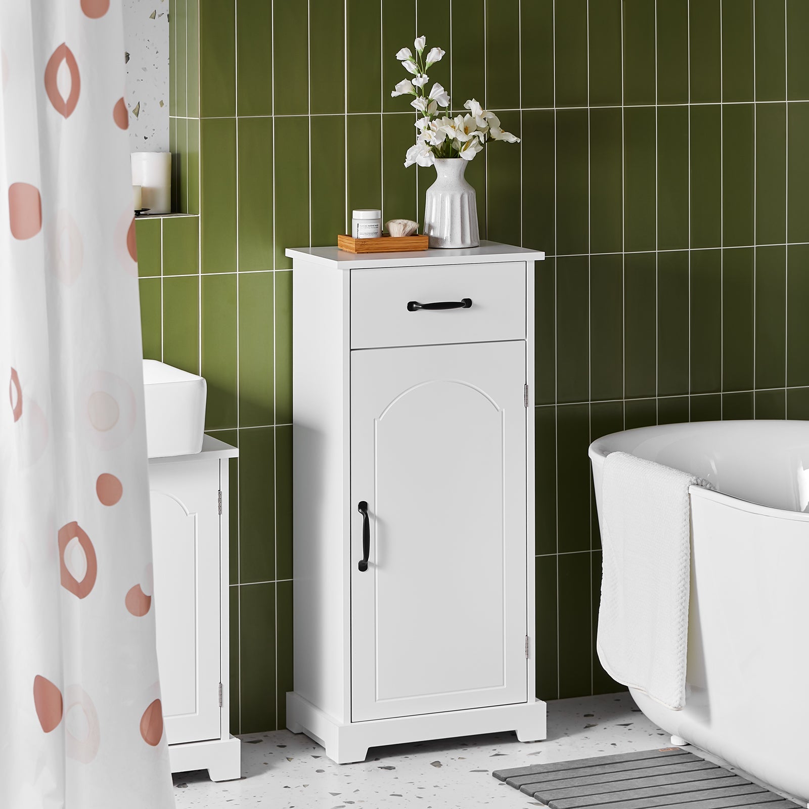 SoBuy | Mobile bagno | Armadietto stretto con ripiani regolabili | Bianco | 42x30x93cm | BZR207-W