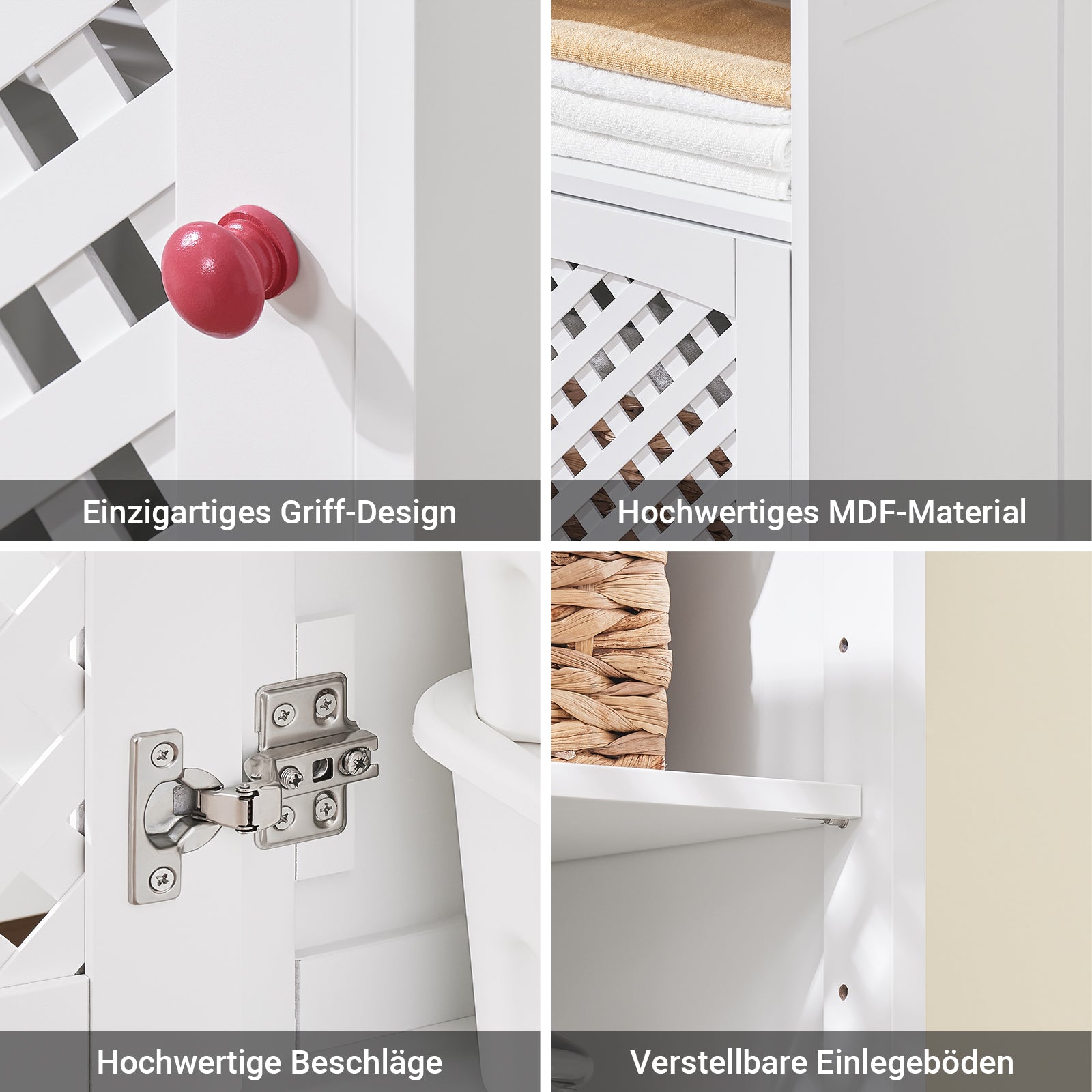 SoBuy | Mobile Alto da Bagno Salvaspazio con 2 Ante e Ripiani Aperti | Bianco 45x41.5x170cm | BZR209-W
