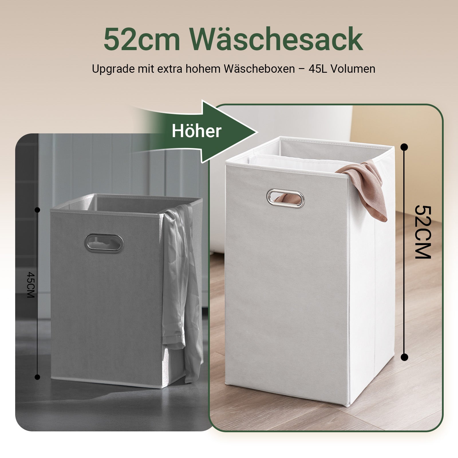 SoBuy | Armoire à linge avec sac à linge | Panier à linge | Panier à linge, gris foncé | BZR21-II-DG