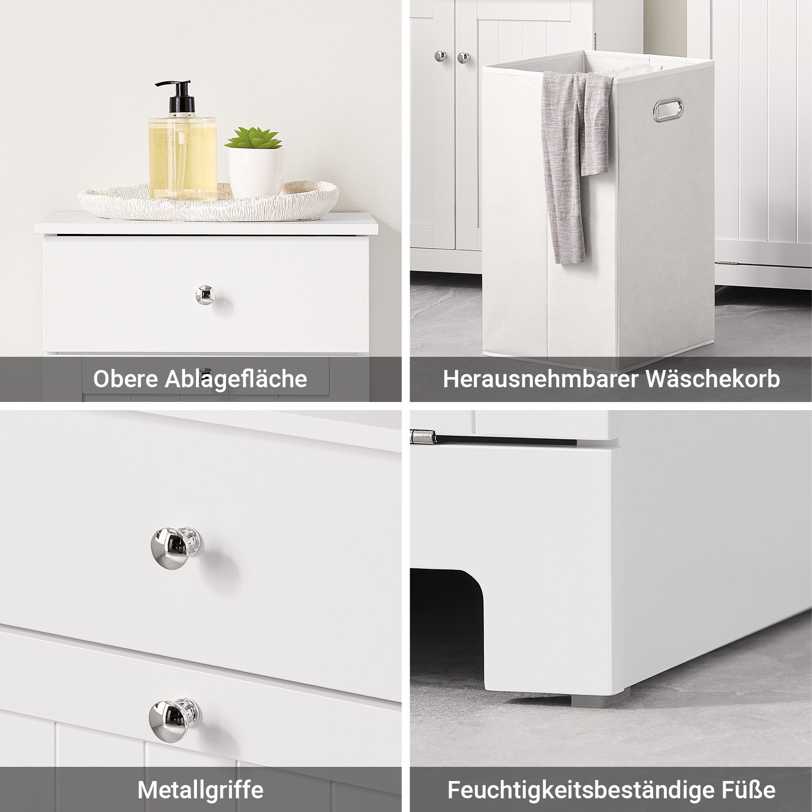 SoBuy | Meuble à linge | avec sac à linge | Collecteur de linge | Panier à linge Blanc | BZR21-II-W