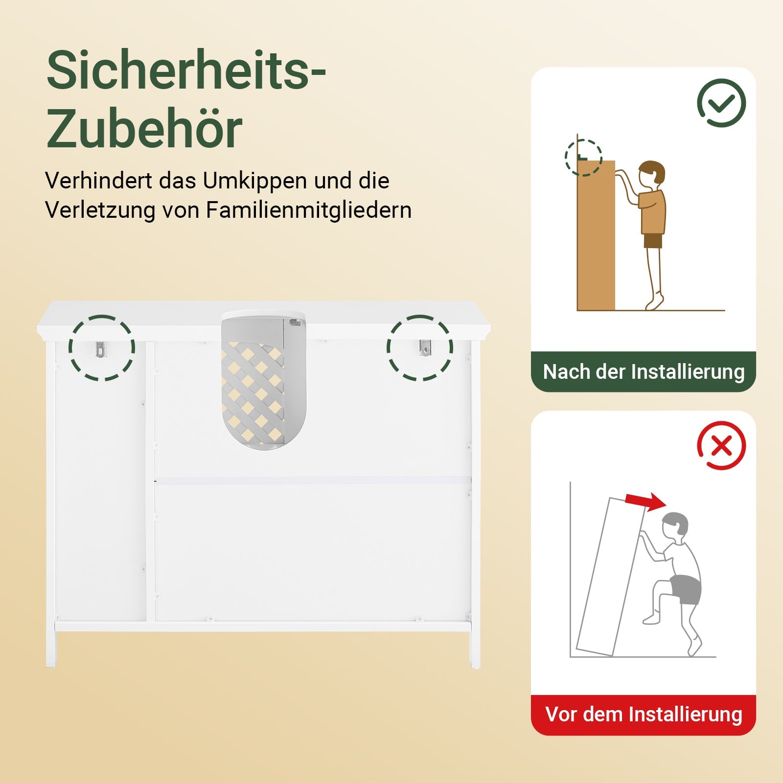 SoBuy | Mobile sottolavabo | Mobile bagno | con 2 ante e ripiano aperto | Bianco | BZR210-W