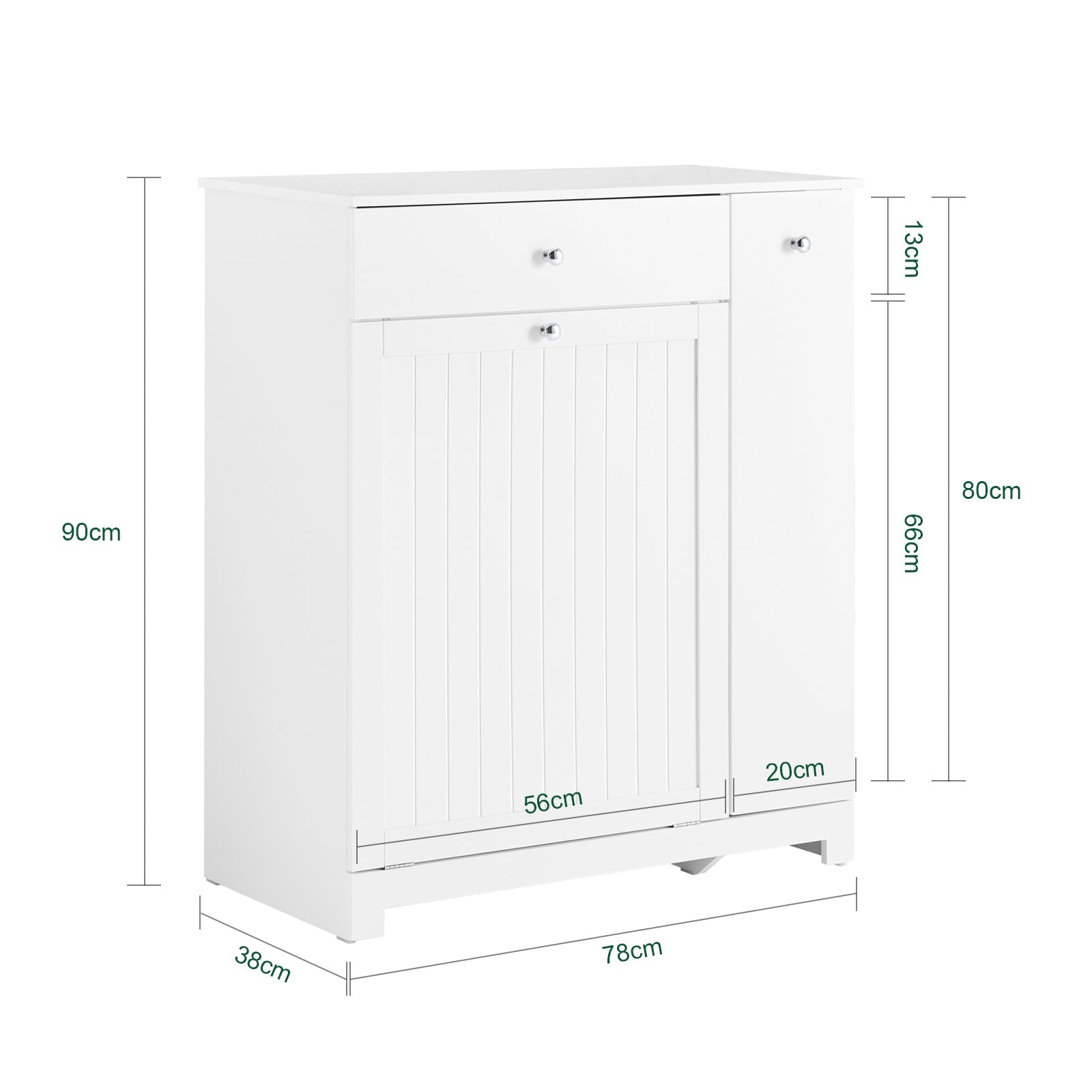 Prévente | SoBuy | Meuble de salle de bain | avec 1 tiroir | 2 paniers à linge et étagère coulissante | Blanc | 78x38x90cm | BZR214-W