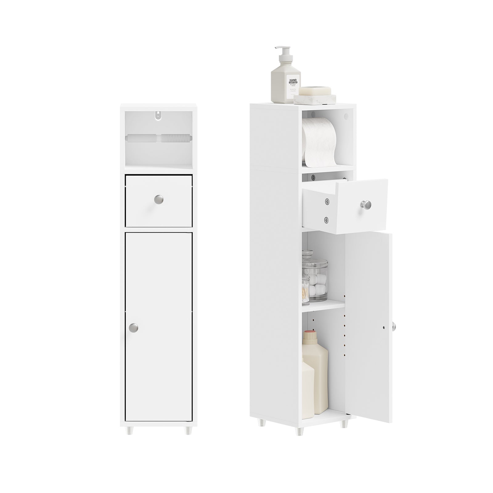 SoBuy | Badschrank Schmal 20cm | Toilettenpapierschrank mit Schublade Weiß | BZR219-W