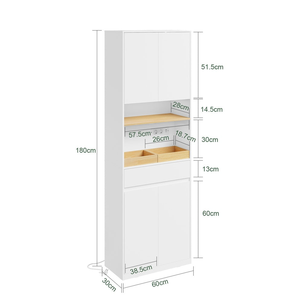 SoBuy | Badezimmerschrank schmal mit Wäschekorb Weiß | BZR241-E-W