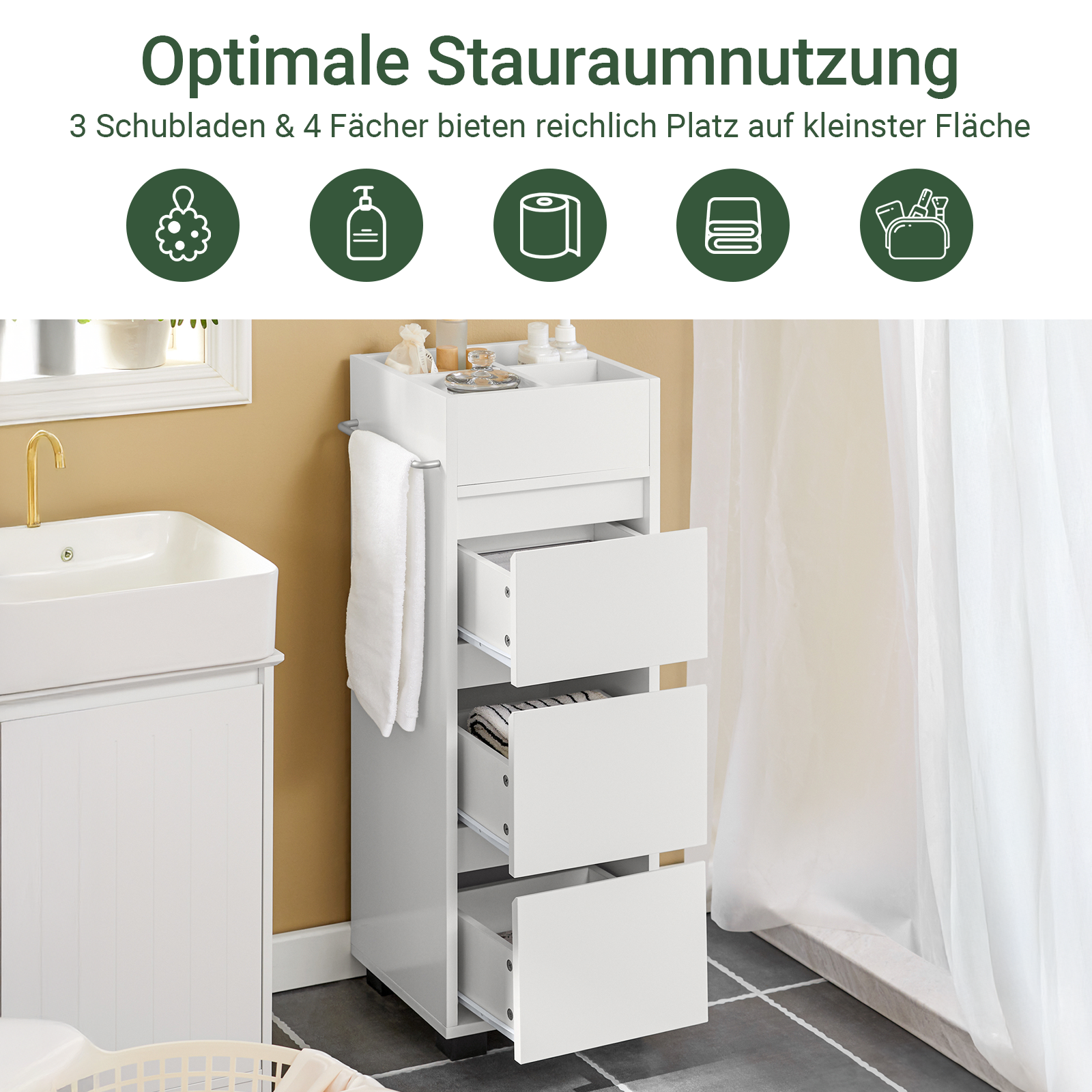 SoBuy | Armoire de salle de bain | Commode de salle de bain | Meuble haut Blanc | BZR29-W