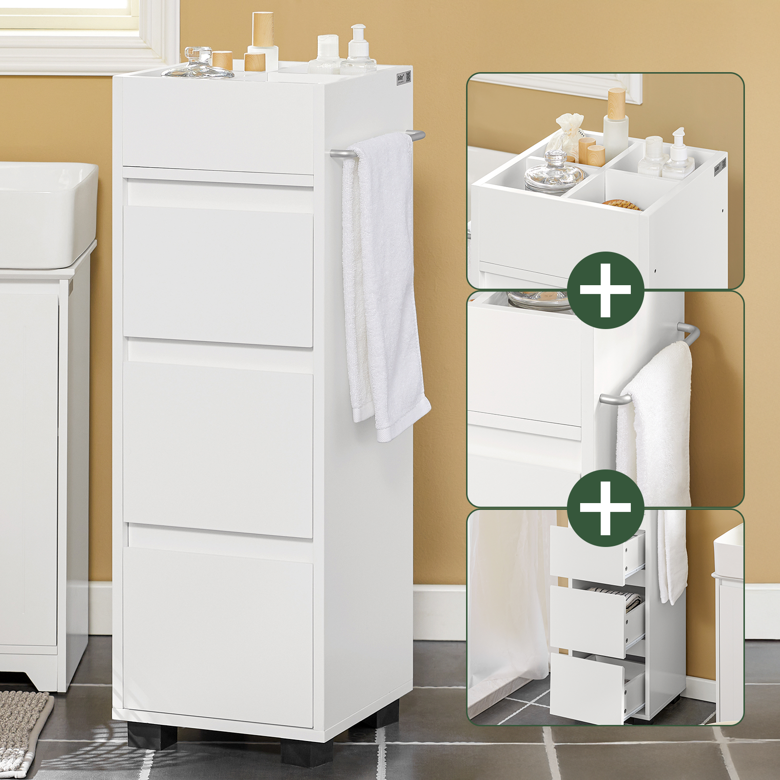 SoBuy | Armoire de salle de bain | Commode de salle de bain | Meuble haut Blanc | BZR29-W