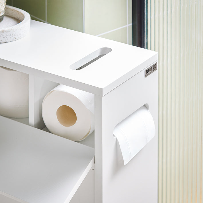 SoBuy | Meuble de Rangement à Roulettes | Étagère pour Niche | Meuble de Salle de Bain Blanc | BZR31-W