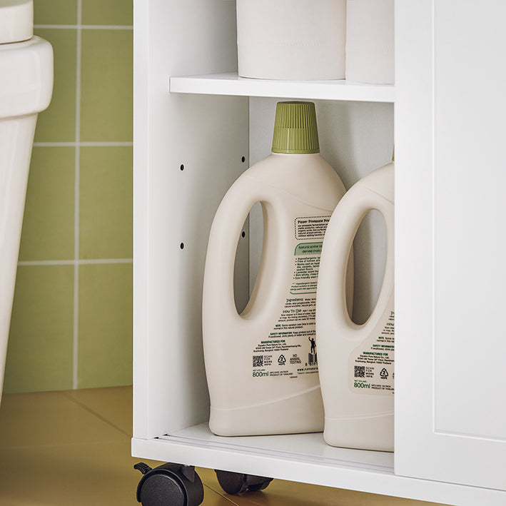 SoBuy | Meuble de Rangement à Roulettes | Étagère pour Niche | Meuble de Salle de Bain Blanc | BZR31-W