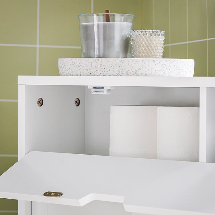 SoBuy | Meuble de Rangement à Roulettes | Étagère pour Niche | Meuble de Salle de Bain Blanc | BZR31-W
