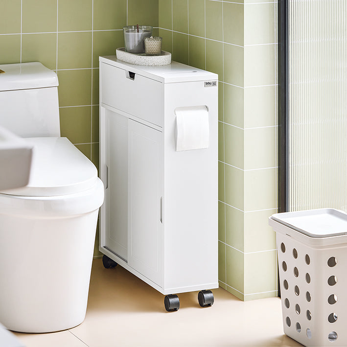 SoBuy | Carrello portaoggetti per bagno | Scaffale salvaspazio | Mobiletto bagno bianco | BZR31-W