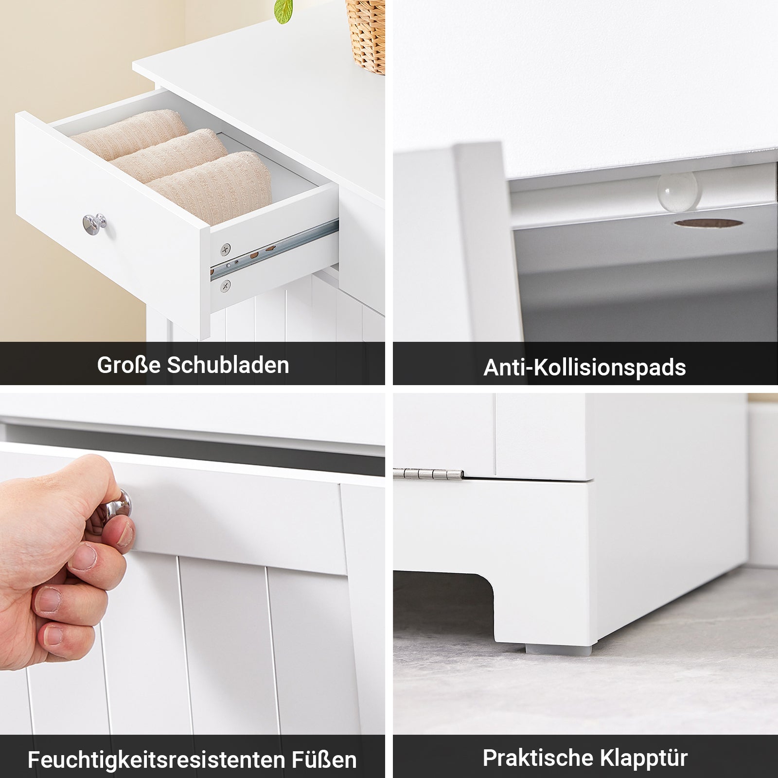 SoBuy | Mobile lavanderia con 2 sacchi | Cesto portabiancheria | Portabiancheria Bianco | BZR33-II-W