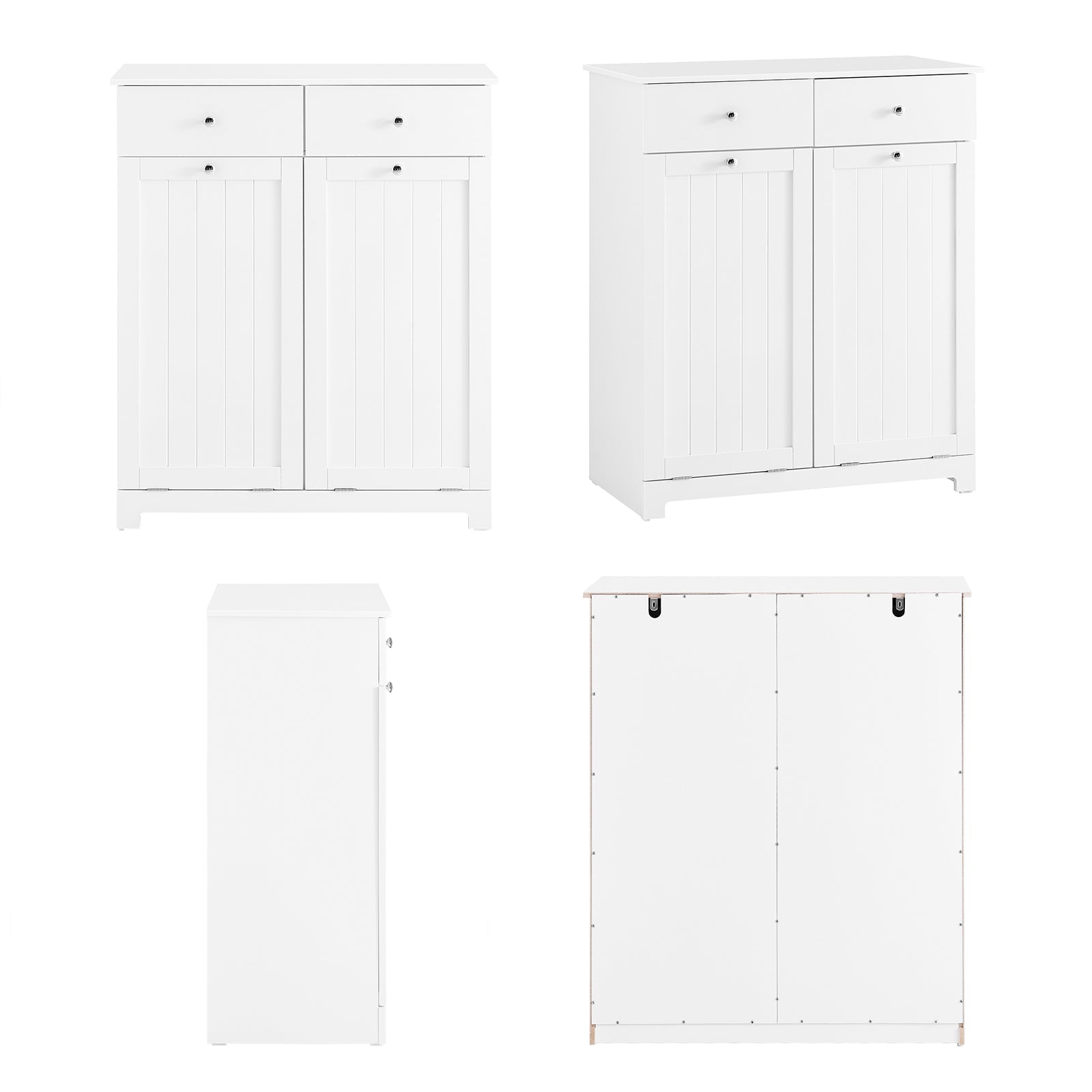 SoBuy | Mobile lavanderia con 2 sacchi | Cesto portabiancheria | Portabiancheria Bianco | BZR33-II-W