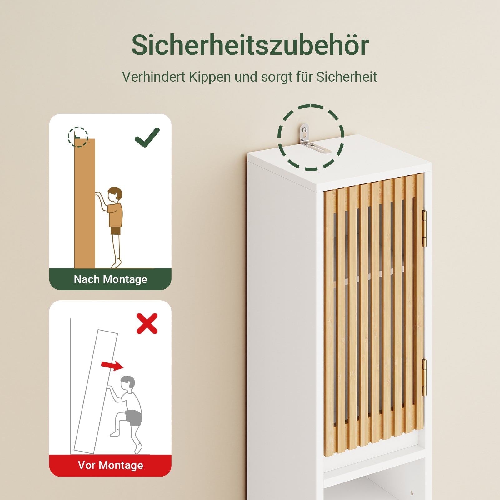 SoBuy Armoire Haute de Salle de Bain avec Étagères Réglables | Étroite Blanc 20x180x20cm BZR34-BW