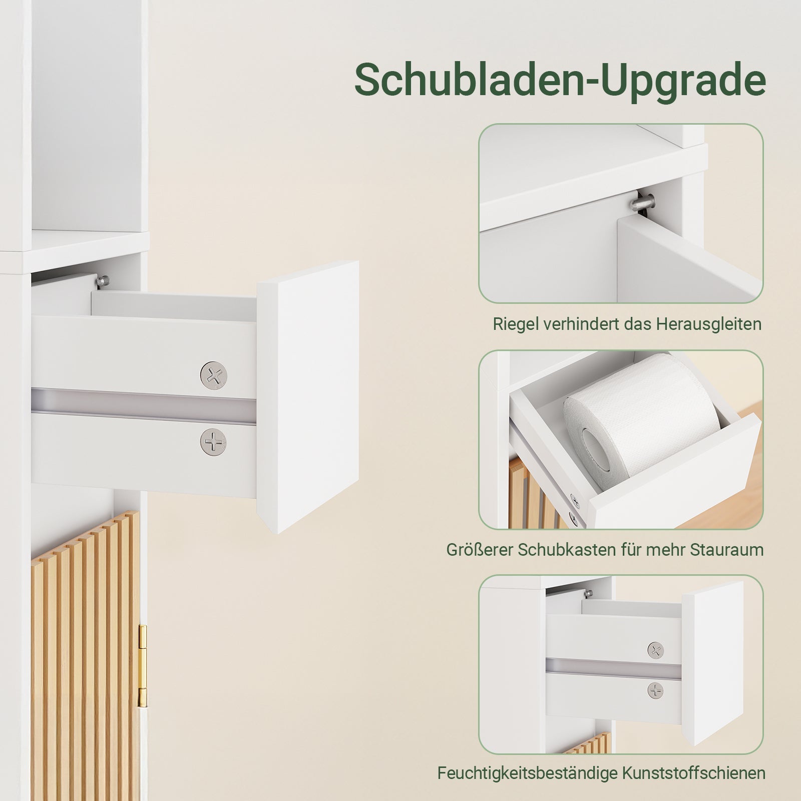 SoBuy Mobile a colonna da bagno con ripiani regolabili | stretto Bianco 20x180x20cm BZR34-BW