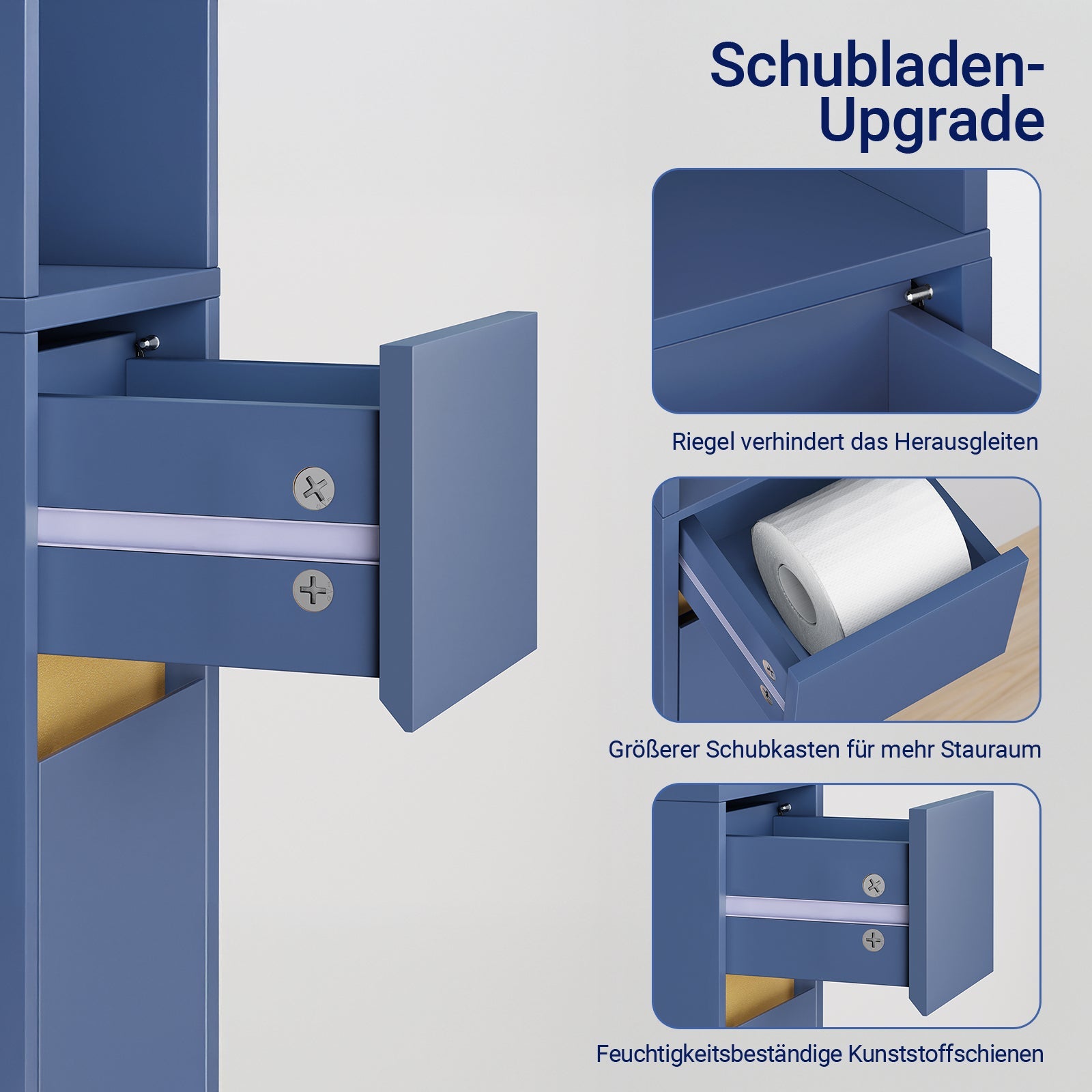 Prevendita | SoBuy Armadietto bagno alto con ripiani regolabili sottile blu 20x180x20cm BZR34-II-B