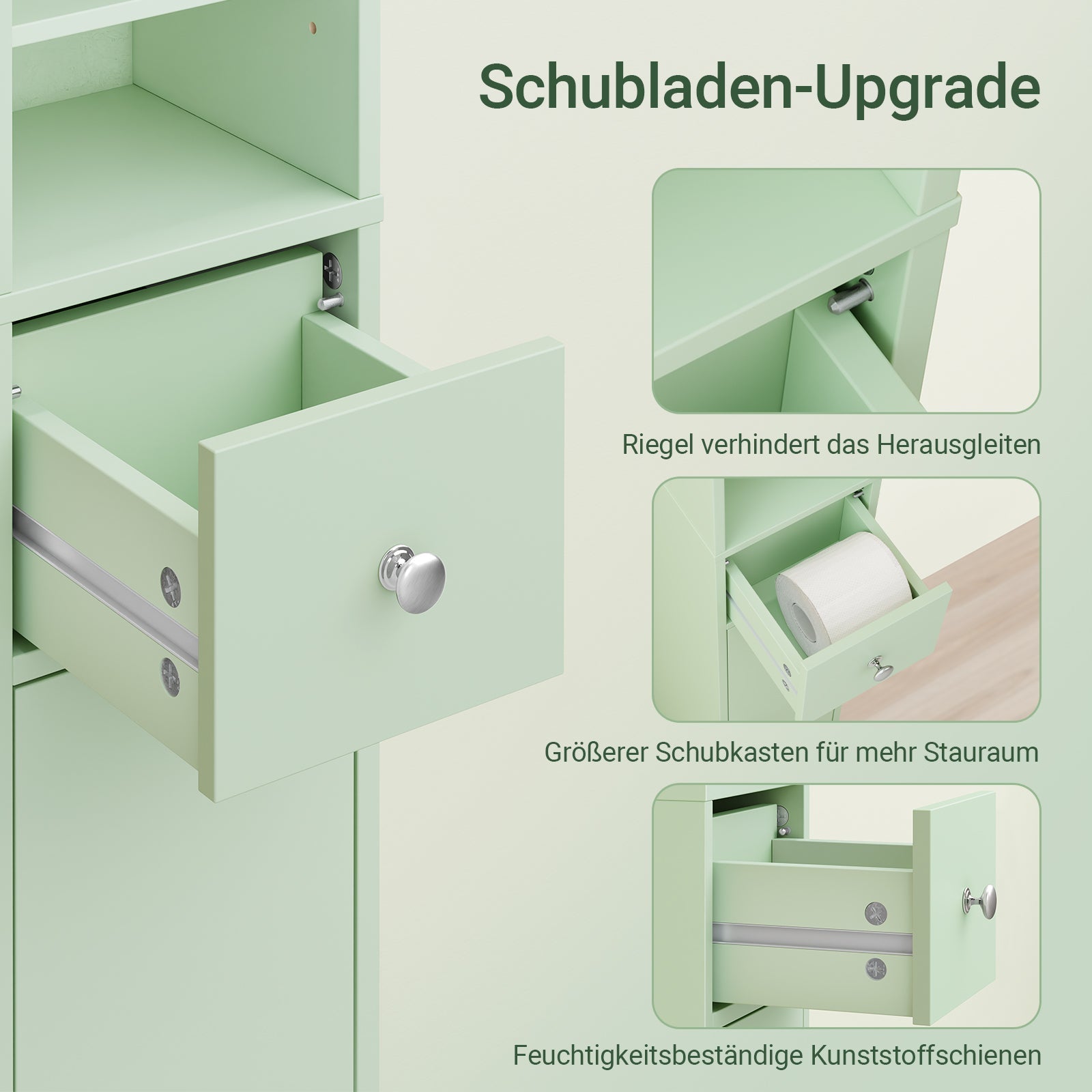 SoBuy | Mobile Alto da Bagno Salvaspazio | con Ripiani Regolabili | Verde Chiaro | 20x180x20cm BZR34-II-GR