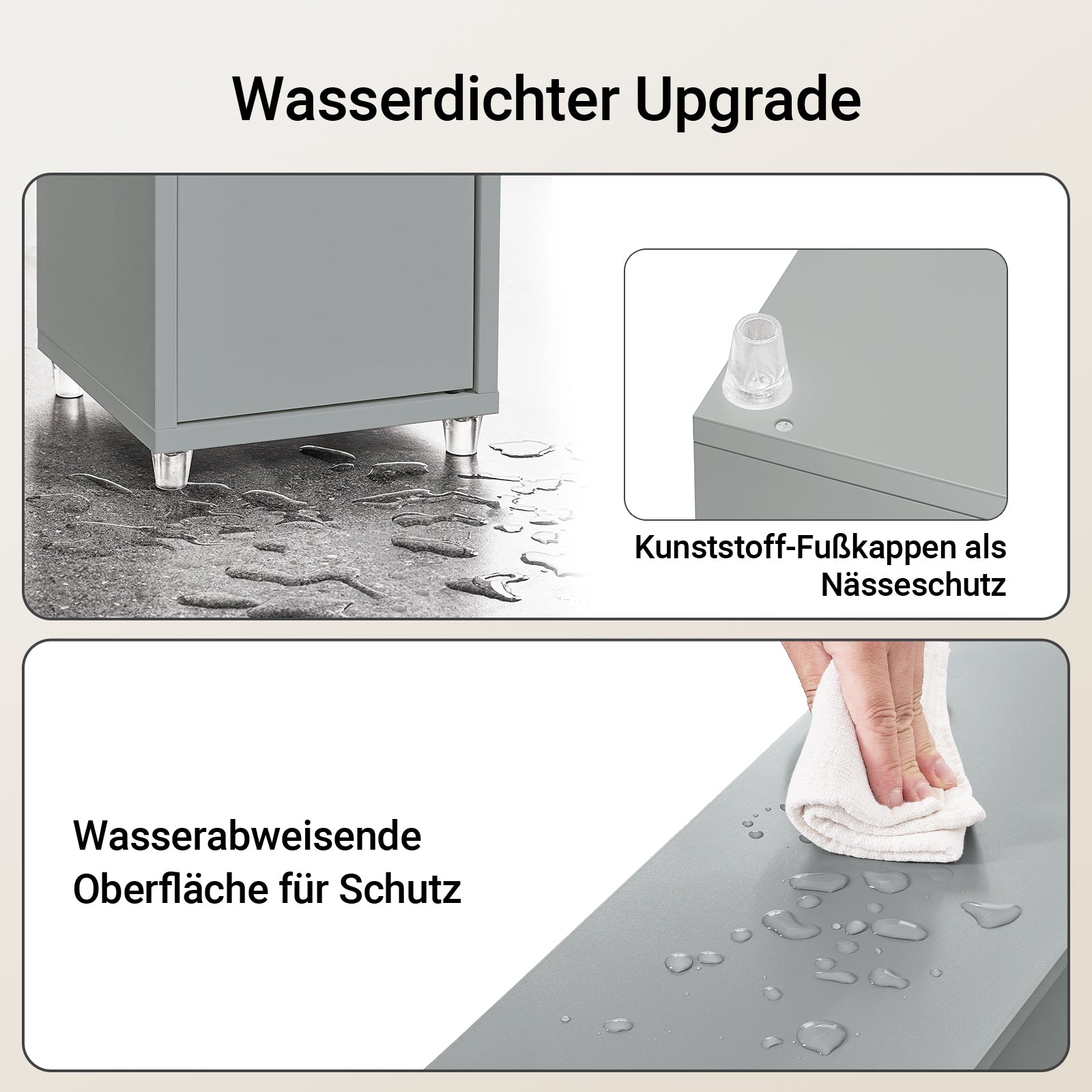 SoBuy | Bad Hochschrank | mit Verstellbare Ablagen schmal | Hellgrau | 20x180x20cm | BZR34-II-HG