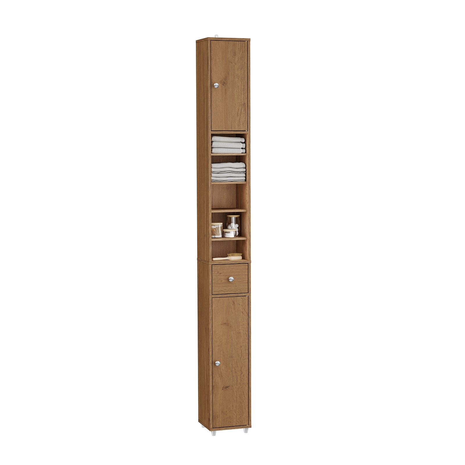 SoBuy | Mobile colonna da bagno salvaspazio | con ripiani regolabili | Vintage 20x180x20cm BZR34-II-PF