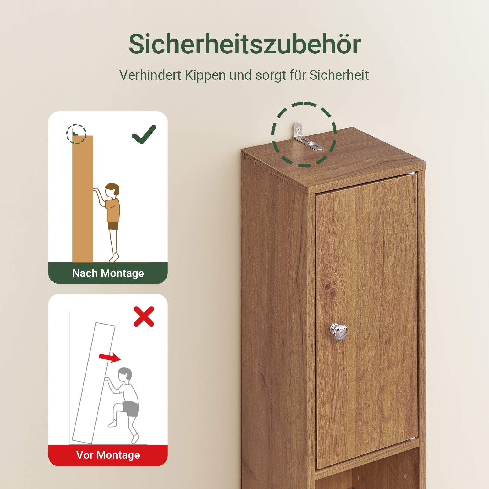 SoBuy | Meuble de salle de bain étroit | avec étagères réglables | Style vintage 20 x 180 x 20 cm BZR34-II-PF