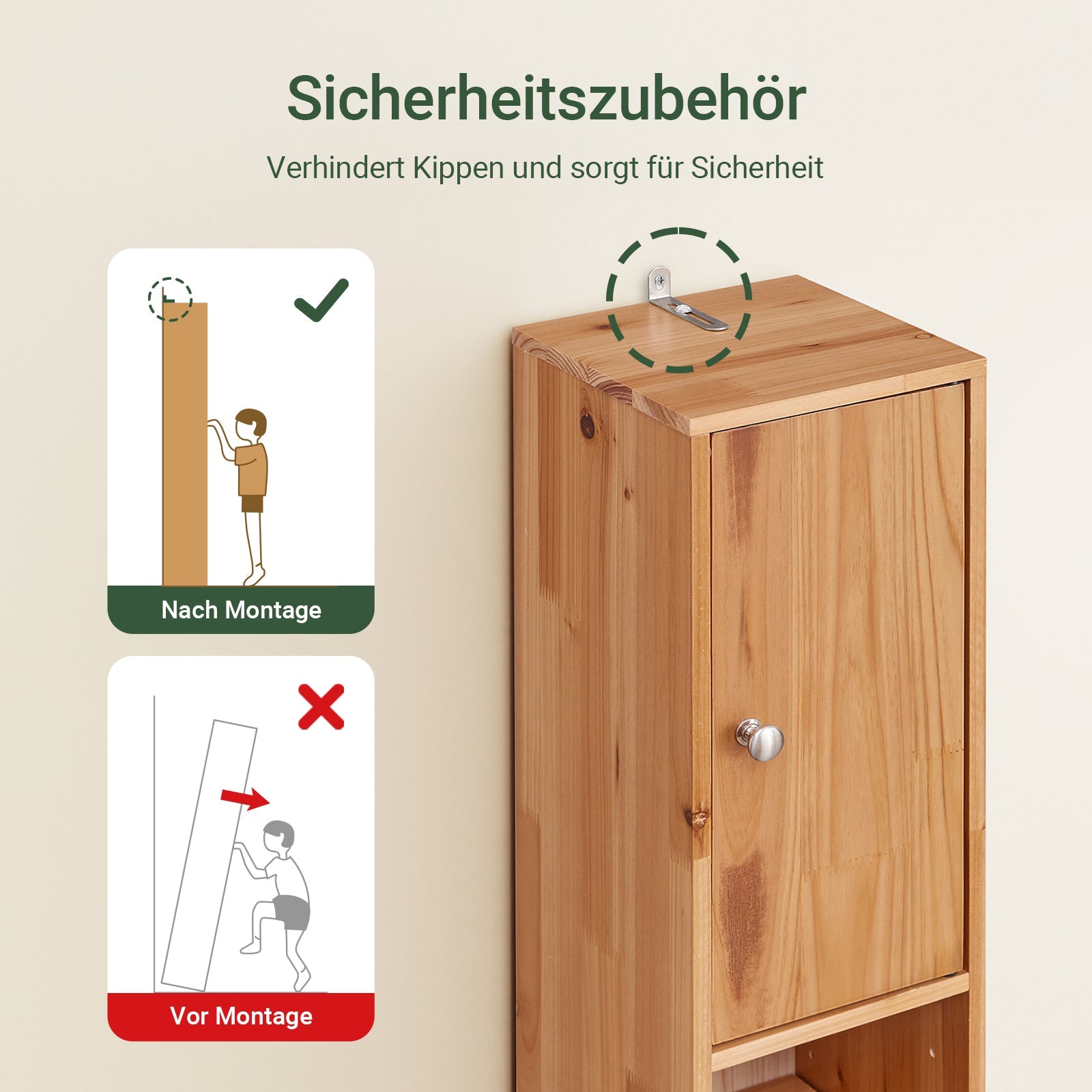 SoBuy | Mobile Alto da Bagno | con Ripiani Regolabili Stretti in Legno di Cedro | 20x180x20cm | BZR34-II-SH