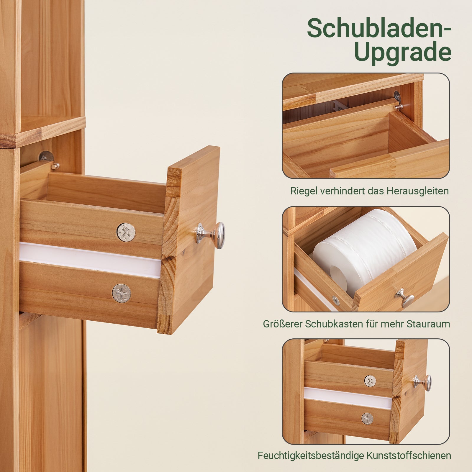 SoBuy | Mobile Alto da Bagno | con Ripiani Regolabili Stretti in Legno di Cedro | 20x180x20cm | BZR34-II-SH