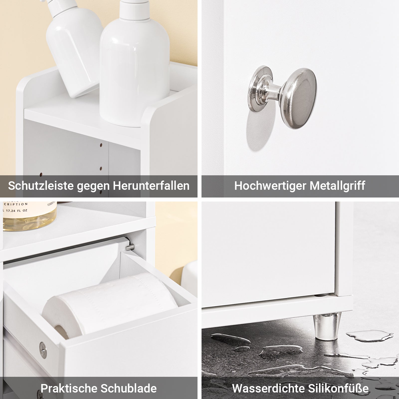 SoBuy | Colonna da Bagno con Ripiani Regolabili Stretta | Bianco | 20x145x20cm | BZR34-K-W
