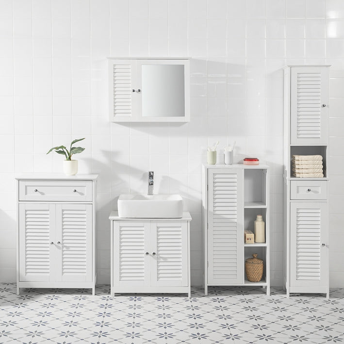 SoBuy | Meuble de salle de bain | Armoire de salle de bain | Meuble d'entrée Blanc | BZR39-W